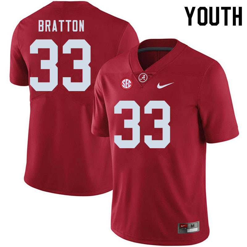 Youth #33 Jackson Bratton Alabama Crimson Tide College Football Jerseys Sale-Crimson - Click Image to Close